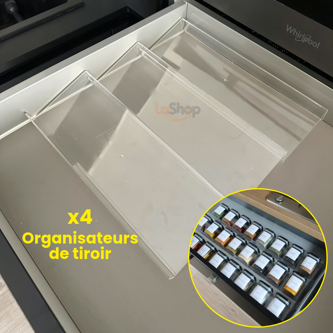 Lot de 4 Organisateurs de Tiroir – 33 × 11 cm