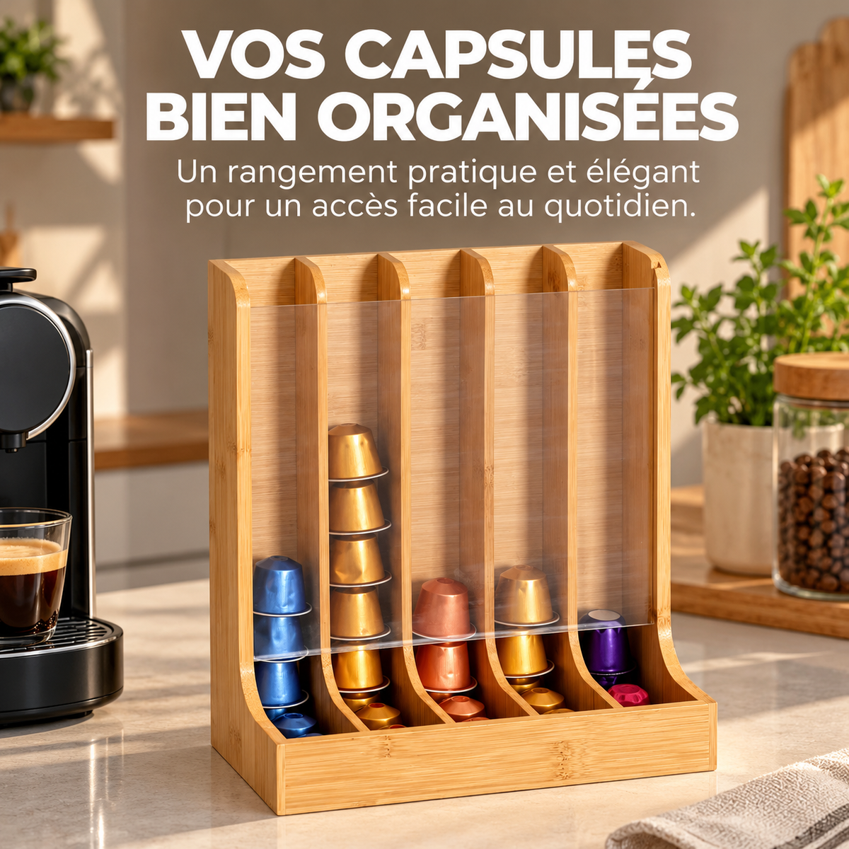Porte-Capsules de Café en Bambou