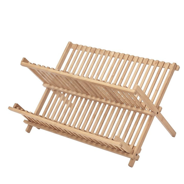 Égouttoir à Vaisselle Pliable en Bambou Naturel