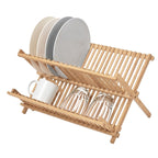 Égouttoir à Vaisselle Pliable en Bambou Naturel