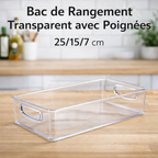 Lot de 4 Bacs de Rangement Transparents avec Poignées