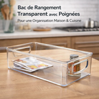 Lot de 4 Bacs de Rangement Transparents avec Poignées